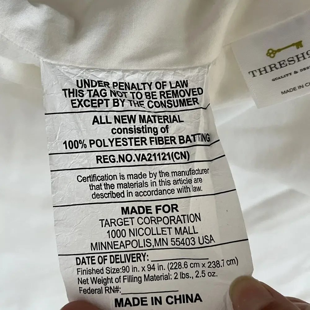 Threshold Velvet Comforter Queen 90 in x 94 in White Cotton
